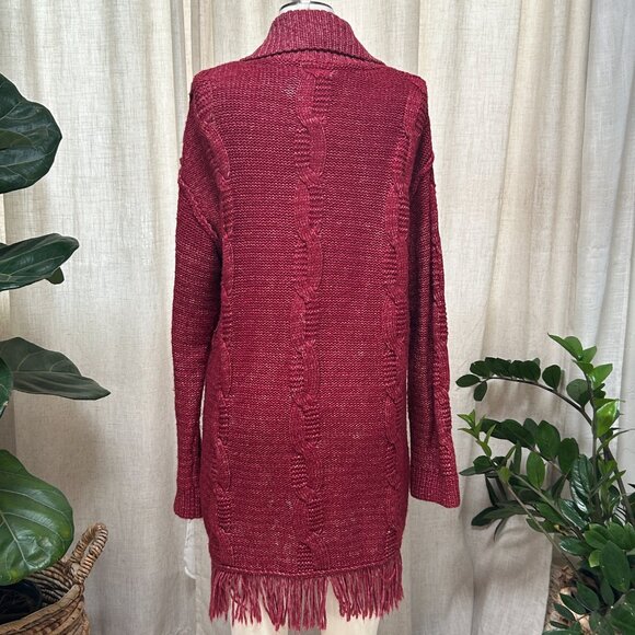 Sundance Boho Cable Knit Cardigan Coat Fringe Wool Cotton Blend, Women's XS - Picture 7 of 15